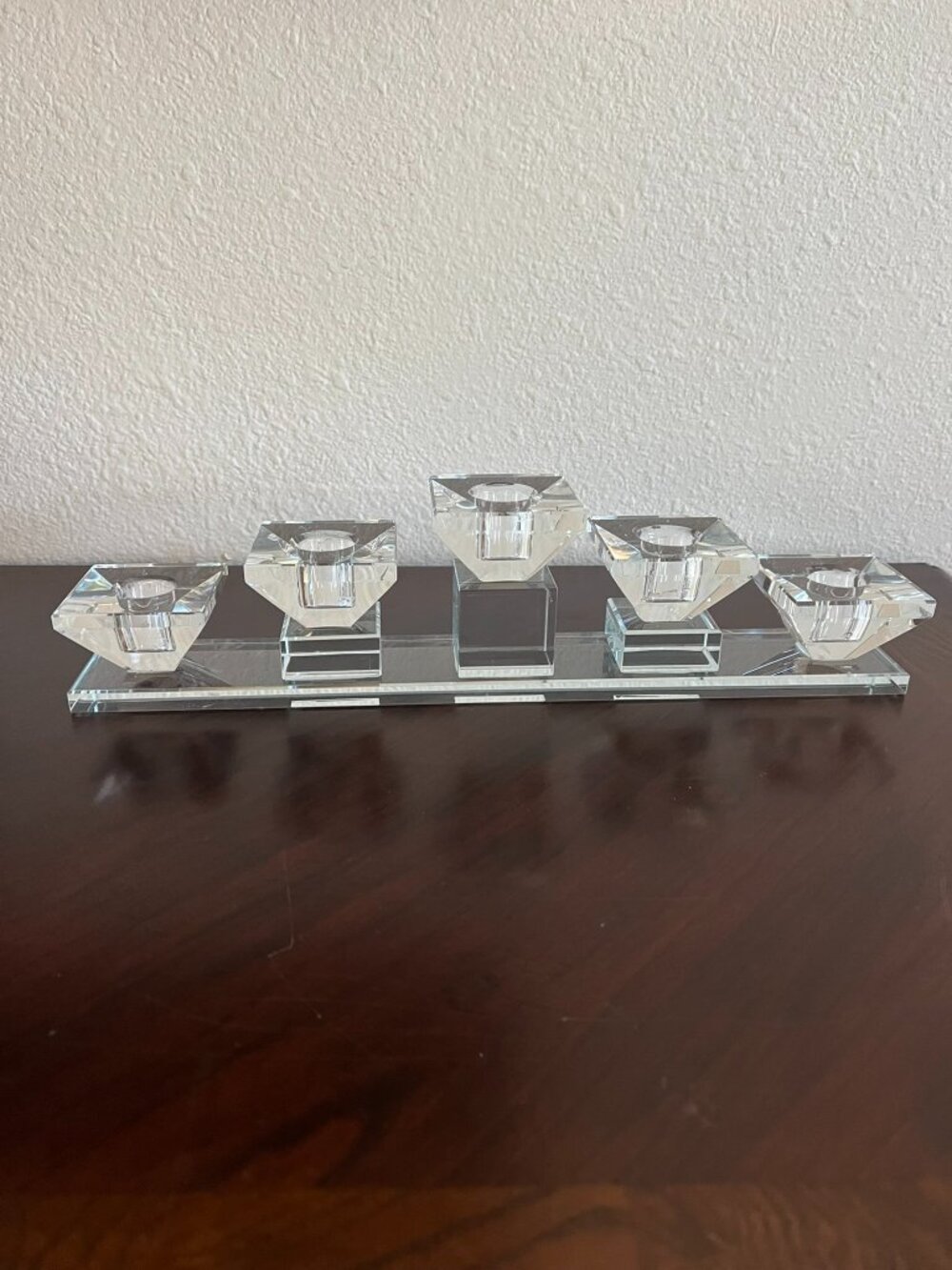 Crystal Candle Holder Graduated Five Hole Arm Candelabra